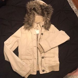 Abercrombie Tan Fur Lined Coat- LIKE NEW